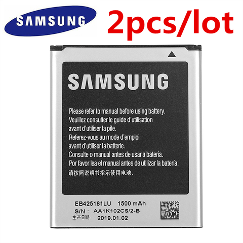 Аккумулятор Samsung EB425161LU, 2 шт./Лот, 1500 мАч, для Galaxy S Duos S7562 S7566 S7568 i8160 S7582 S7560 S7580 i8190 i739 i669 J1 Mini ► Фото 1/4