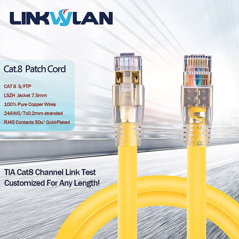 Сетевой кабель RJ45 Ethernet Cat8, кабель связи для ноутбука, предварительно закрытый (предварительно собранный) многожильный провод, Соединительн... ► Фото 1/6