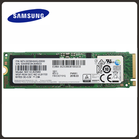 Оригинальный SAMSUNG M.2 SSD 1 ТБ PM981 256GB 512GB твердотельный жесткий диск PCIe 3,0x4 NVMe ноутбук внутренний disco duro m.2 ► Фото 1/6