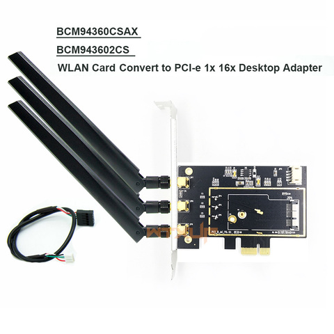 BCM94360CSAX BCM943602CS Bcm94331CSAX desktop PCI-e PCIE 1x 16x PC wifi + bluetooth адаптер конвертер для WLAN карты Apple ► Фото 1/6