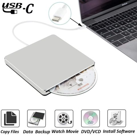 Внешний привод для зажигания DVD USB 3,0/Type-C, оптический привод, Тонкий Слот для CD/DVD +/-RW, проигрыватель USB C, суперпривод для Mac/ Window ► Фото 1/6