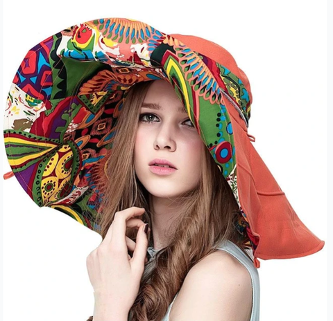YLWHJJ Большая складная шляпа с цветочным принтом, модные летние женские солнцезащитные шляпы с защитой от ультрафиолета 2022 ► Фото 1/4