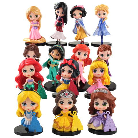 6/8 шт./компл. 7-10 см Q Posket Belle Snow White Ariel Mulan ПВХ Фигурки игрушки принцесса куклы подарок для девочки ► Фото 1/1