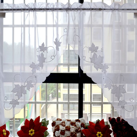 Кухонные занавески, короткие маленькие кофейные жалюзи, прозрачные шторы с кленовым дизайном, декоративные занавески на окна ► Фото 1/6