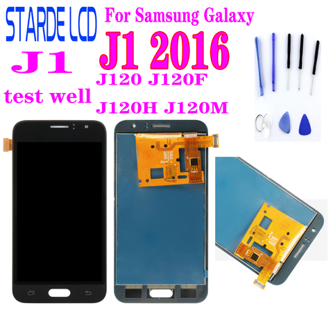 Жк-дисплей для Samsung Galaxy J1 2016 J120 J120F J120H J120M, жк-дисплей с сенсорным экраном и дигитайзером в сборе с возможностью регулировки яркости и ремонта ► Фото 1/3