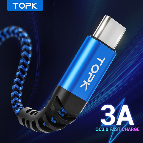 TOPK Micro USB кабель и кабель типа C 3A Быстрая зарядка для Samsung Xiaomi мобильный телефон кабель для передачи данных Type-C для Xiaomi Redmi Note 8 ► Фото 1/6