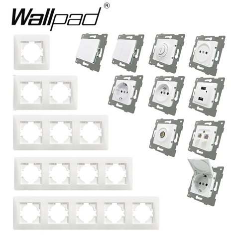 Евро пластиковая рамка функциональная клавиша DIY настенная кнопка сброс занавески USB ЕС французский переключатель розетка задняя панель ... ► Фото 1/6