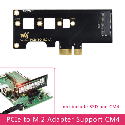 Адаптер PCIe-M.2 для NVME M.2 SSD со светодиодной подсветкой, поддержка компьютерного модуля Raspberry Pi 4, адаптер CM4 ► Фото 1/6