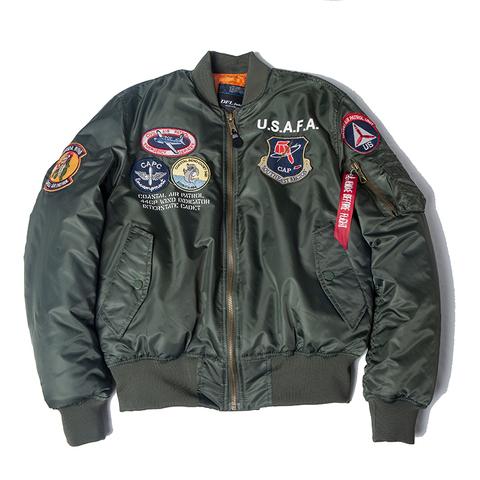 2022 A/W USAFA, винтажный летчик-пилот, летная куртка, верхняя мужская одежда ВВС США, брендовая зимняя армейская вышивка USN MA1 USMC ► Фото 1/6