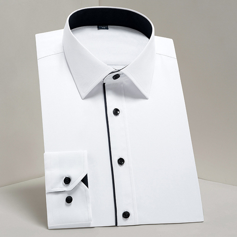 Мужская классическая Базовая рубашка, белая однотонная удобная мягкая формальная Классическая рубашка из Твила для работы и офиса, с длинн... ► Фото 1/6