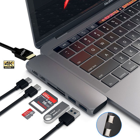 USB C концентратор для TF SD ридер концентратор 3,0 PD Thunderbolt 3 USB C концентратор адаптер для MacBook New Pro Air 12 13 15 16 2022 A2289 A2179 ► Фото 1/6