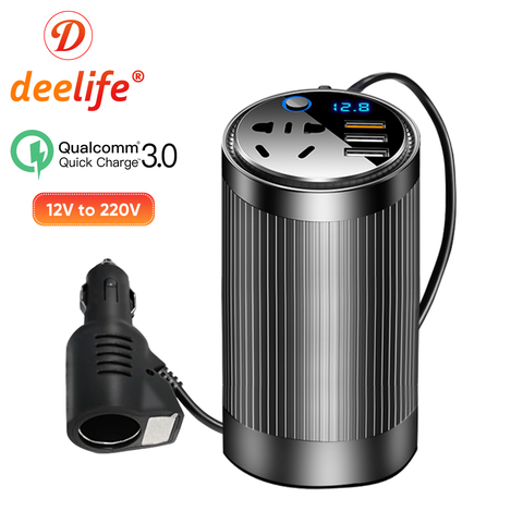 Deelife 12 V постоянного тока до 220 V автомобильный преобразователь тока 12 В 220 в 230 вольт Авто Напряжение преобразователь постоянного тока в перем... ► Фото 1/6