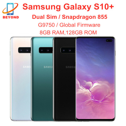 Разблокированный Samsung Galaxy S10 + S10 плюс G9750 Dual Sim Snapdragon 855 8 Гб оперативной памяти 128 ГБ ROM Octa Core 6,4 