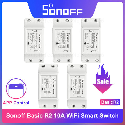 Itead Sonoff Basic R2 умный Wifi переключатель реле беспроводного управления прерыватель Wifi светильник переключатель умный дом пульт дистанционного управления работа с Alexa ► Фото 1/6