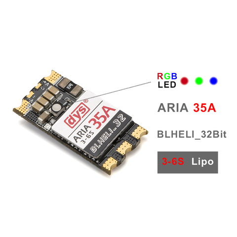 DYS бесщеточный ESC Aria blheli _ 32bit 35A 35amp 3S-6S Dshot1200 готовый Встроенный датчик тока для радиоуправляемых моделей Запчасти для квадрокоптера ► Фото 1/6