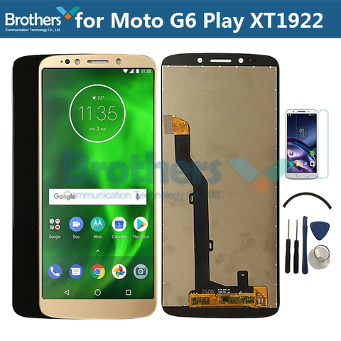 ЖК-экран для Motorola Moto G6 Play, ЖК-дисплей для Moto xt006, сенсорный экран, дигитайзер, экран в сборе, замена, верхняя часть без логотипа ► Фото 1/6