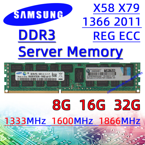 Серверная память Samsung ddr3 8 ГБ 16 ГБ 32 ГБ 1866 МГц REG ECC RAM 10600R 12800R 14900R pc3 1333 МГц 1600 МГц X58 X79 4G ► Фото 1/1