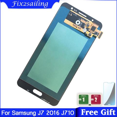 Супер AMOLED ЖК-дисплей для Samsung Galaxy J710 SM-J710FN/DS J7 2016 J710M J710H ЖК-дисплей + сенсорный экран дигитайзер в сборе ► Фото 1/6