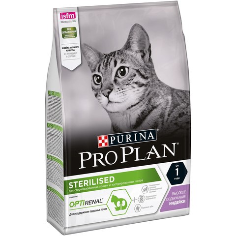 Сухой корм Purina Pro Plan для стерилизованных кошек и кастрированных котов, с индейкой, Пакет, 3 кг ► Фото 1/6