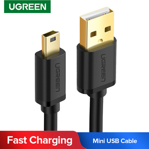 Кабель Ugreen Mini USB-USB для быстрой зарядки, мини USB кабель для MP3 MP4 плеера, автомобильного видеорегистратора, GPS, HDD цифровой камеры ► Фото 1/6