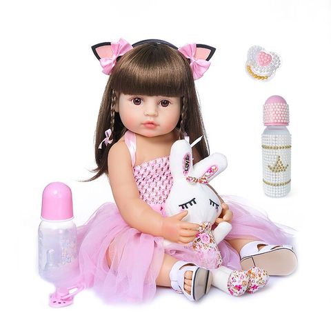 Бесплатная доставка из Бразилии 55 см полностью силиконовая кукла Reborn Baby Doll игрушка для девочки виниловая новорожденная принцесса Bebe сопутствующая игрушка ► Фото 1/5