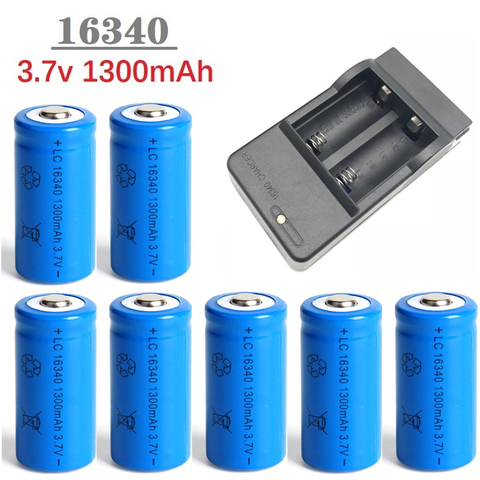 16340 1300mAh 3,7 V литий-ионный аккумулятор Перезаряжаемые батареи CR123A Батарея для светодиодный фонарик для путешествий настенное Зарядное устро... ► Фото 1/6