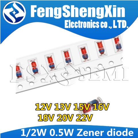 200 шт./лот 0,5 Вт 1/2 Вт стабилитрон LL34 1206 12 в 13 в 15 в 16 в 18 в 20 в 22 в ZMM12V ZMM13V ZMM15V ZMM16V ZMM18V ZMM20V ZMM22V ► Фото 1/1