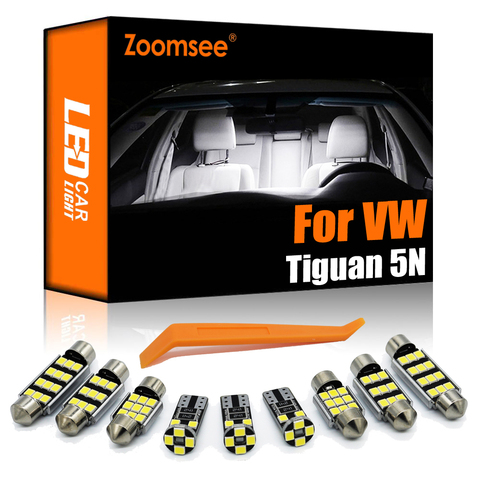 Zoomsee 13 шт. внутренний светодиодный для Volkswagen VW Tiguan 5N 2009-2015 Canbus автомобиль лампы в маскирующем колпаке для внутренних помещений чтение карт светильник авто лампы комплект ► Фото 1/6