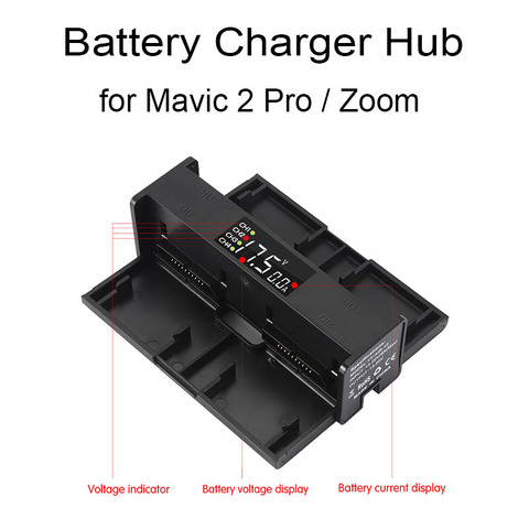 4 в 1 зарядное устройство для DJI Mavic 2 Pro Zoom Drone, портативное интеллектуальное зарядное устройство, светодиодный дисплей с цифрами, аксессуары ► Фото 1/6
