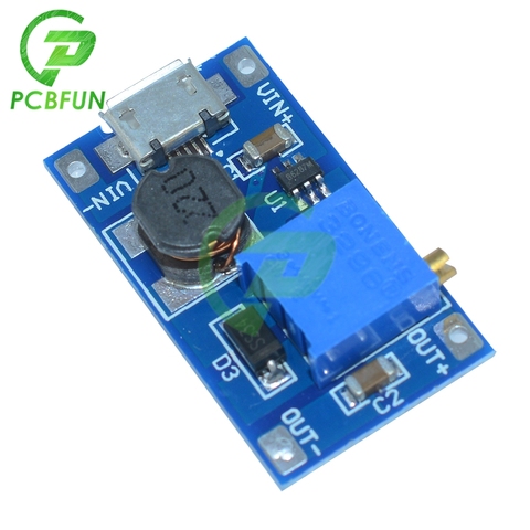 10 шт. MT3608 DC-DC Step Up усилитель конвертера Питание модуль Boost повышающий доска с Micro USB MAX Выход 28V 2A регулируемый ► Фото 1/6