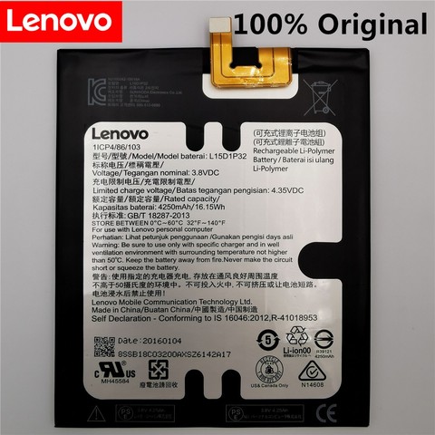 100% Оригинальный аккумулятор L15D1P32 4250 мАч для Lenovo Tab3 Tab 3 8 Plus TB-8703F 8703N 8703X 8703 PB1-750N PB1 750N ► Фото 1/4