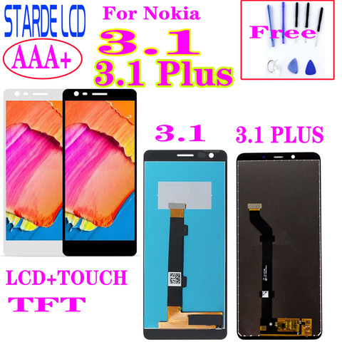 ЖК-дисплей AAA + для Nokia 3,1, дигитайзер сенсорного экрана в сборе, Замена для Nokia 3,1 plus LCD TA-1118 TA-1104 TA-1125 ► Фото 1/6