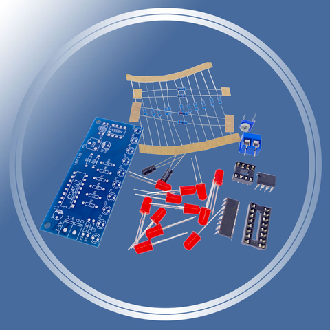NE555 CD4017 бег светодиодный поток светильник электронный производственный комплект Управление борту модуль конденсатор с алюминиевой крышкой, осциллятор часы воротником Siganal светло DIY Kit ► Фото 1/6