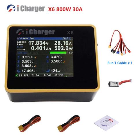 Умное зарядное устройство i Charger X6 800 Вт 30A, зарядное устройство Dis для 6s Lipo Lilo LiFe LiHv LTO NiZn Pb Battery ► Фото 1/6