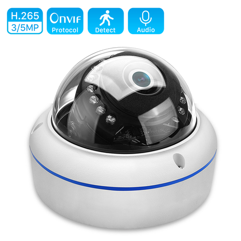 2MP 3MP 5MP аудио H265 IP-камера 2,8 мм Антивандальная 48V POE камера Onvif P2P датчик движения RTSP оповещения по электронной почте POE купольная камера видеон... ► Фото 1/6