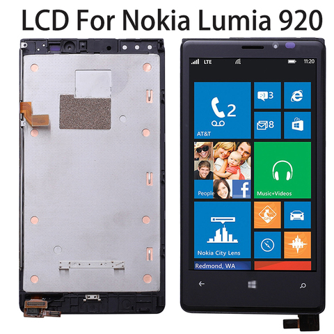 ЖК-дисплей для NOKIA Lumia 920 сенсорный экран с рамкой черный для NOKIA Lumia 920 дисплей дигитайзер замена без битых пикселей ► Фото 1/6