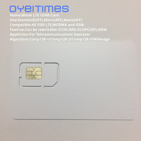 OYEITIMES 4G 128K программируемая пустая sim-карта GSM WCDMA LTE sim-карта 2FF/3FF/4FF с ICCID IMSI KI OPC(OP) sim-карта для оператора ► Фото 1/6