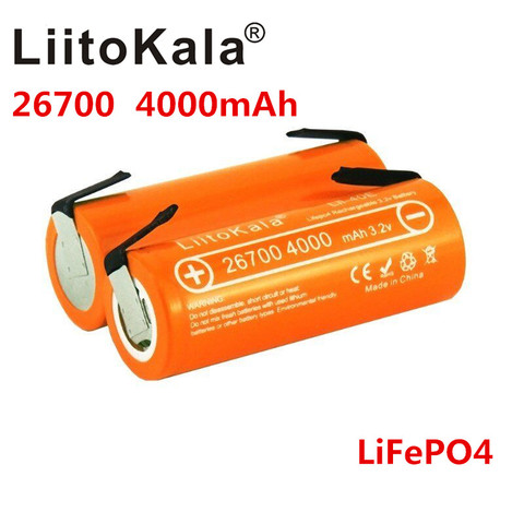 Новинка, LiitoKala Lii-40E 3,2 V 26700, аккумуляторная батарея LiFePO4, 4000 мАч; Литиевый элемент для 24V e-bike powe + DIY никелевые листы ► Фото 1/6