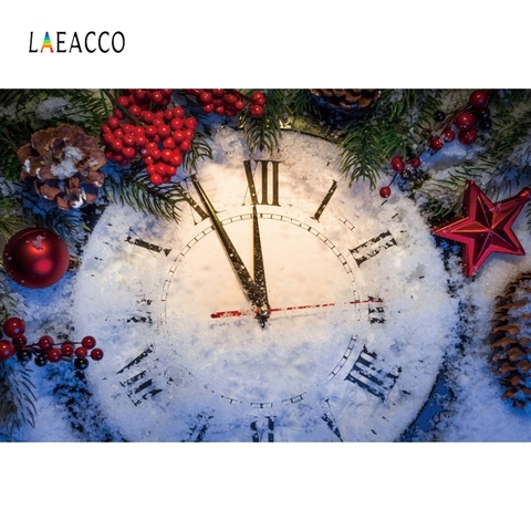 Фотофон Laeacco с часами, новогодними и рождественскими шарами и звездами ► Фото 1/3