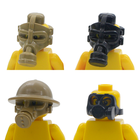 WW2 солдатские маски кубики MOC, строительные блоки, противогаз, военные аксессуары, стеклянный шлем, спецназ, полицейские игрушки, совместимо... ► Фото 1/6