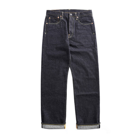 Мужские Винтажные джинсовые брюки, повседневные необработанные штаны цвета индиго, 14 унций, размер 28-42, 47501-0002 ► Фото 1/1