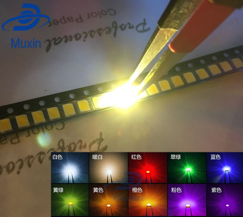 100 шт./лот SMD светодиодные диоды 2835 Diode 3528 SMD LED Diodo Kit зеленый красный теплый белый холодный синий желтый розовый фиолетовый-UV оранжевый ► Фото 1/2