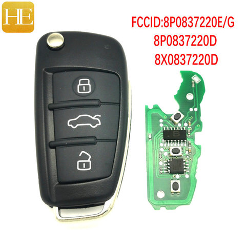 HE Xiang Автомобильный Дистанционный ключ для Audi A3 S3 A4 S4 TT 2005-2013 лет 8P0837220D 434 МГц ID48 чип для замены интеллектуального управления DIY ключ ► Фото 1/6