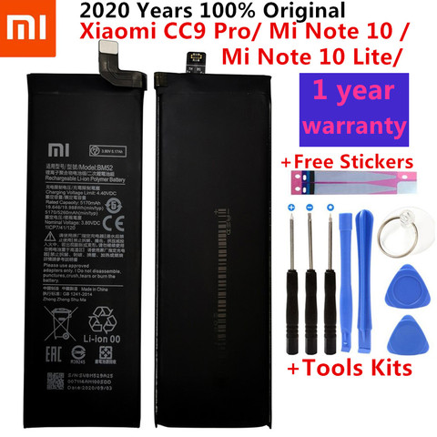 Оригинальный новый высококачественный аккумулятор BM52 5260 мАч для Xiaomi Mi Note 10 Lite / Mi Note 10 Pro / CC9pro CC9 Pro Аккумулятор + Бесплатные инструменты ► Фото 1/6