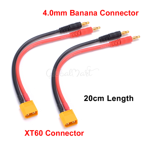 20 см XT60 коннектор к 4,0 банановым штекерам зарядный кабель провод для радиоуправляемого вертолета квадрокоптера XT60 Lipo зарядное устройство ► Фото 1/5