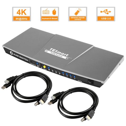 Бесплатная доставка KVM Switch Tesla Smart серый USB HDMI KVM переключатель 4 Порты и разъёмы USB HDMI переключатель Поддержка 3840*2160/4 K*2K дополнительно USB 2.0 Пор... ► Фото 1/6