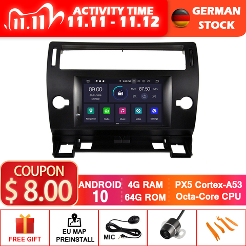 WITSON Android 10,0 IPS HD экран для CITROEN C4 2004-2012 автомобильный DVD Головной блок 4 Гб RAM + 64 Гб FLASH 8 Octa Core + DVR/WIFI + DSP + DAB + OBD ► Фото 1/1