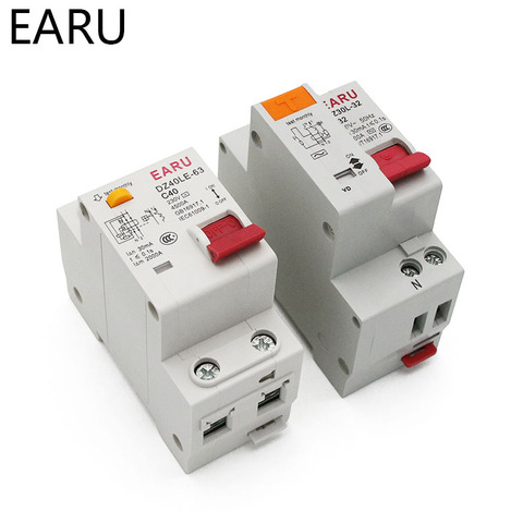 Автоматический выключатель DZ30L DZ40LE EPNL DPNL 230 В 1P + N, с защитой от перегрузки и короткого тока, RCBO MCB 6-63A ► Фото 1/6