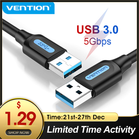 Vention USB 3,0 Удлинительный кабель Тип A кабель «Папа-папа» 3,0 2,0 УДЛИНИТЕЛЬ шнур для жесткого диска TV Box Ноутбук USB к USB кабелю ► Фото 1/6