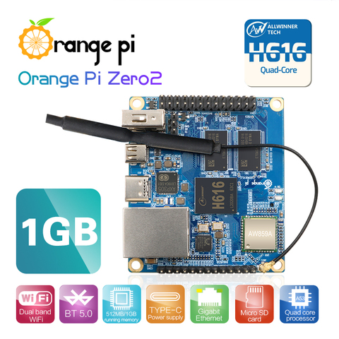 ОЗУ Orange Pi Zero 2,1 Гб с чипом Allwinner H616, поддержка Gigabit Network, BT, Wif ,Run Android 10,Ubuntu,Debian OS, одна плата ► Фото 1/5